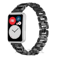 ☾۞ Diamond watchBand For Huawei Watch FIT Strap Accessories replacement watchband Stainless Steel metal bracelet Huawei Watch fit