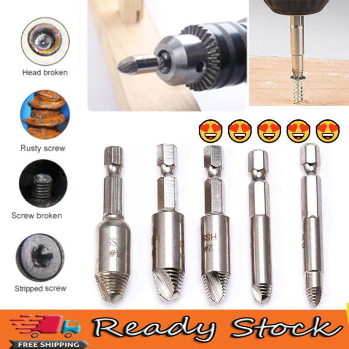 5pcs/set Damaged Screw Extractor Drill Bit Broken Bolt Screw Removal ...