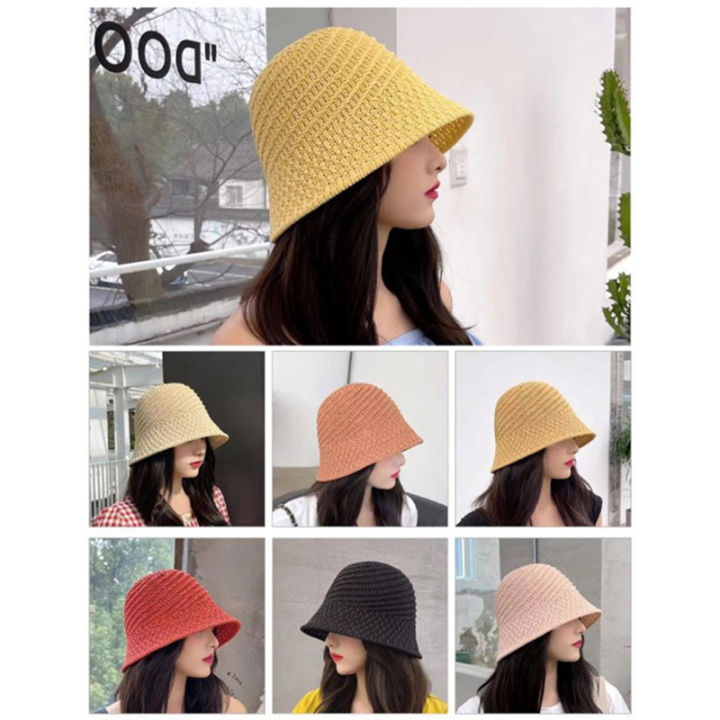 หมวกฤดูร้อนปีกหมวกกว้างห้อยสำหรับผู้หญิงหมวกตะกร้าสานโดมชายหาดหมวกสาวดวงอาทิตย์-zhonghua1หมวกหมวกกันแดดผู้หญิง