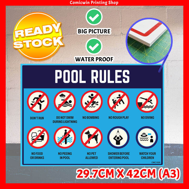 CMC1020 Swimming Pool Safety Sign Signage Board A3 size (3mm thickness