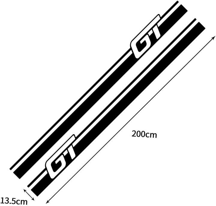 สติกเกอร์ลายกราฟิกไวนิลracingอุปกรณ์ตกแต่งสติกเกอร์สำหรับรถยนต์สีดำสติกเกอร์ติดข้างรถสวยสะดุดตา-200cmx12-5cm-1ชุดมี2ชิ้น