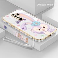 OPPO A5 A9 2020 A53 A33 A92 A52 A94 A93 A31 F9 F11 Pro น่ารัก Stellalou ปลอกขอบสี่เหลี่ยมกลับ TPU นุ่มพร้อมฝาปิด