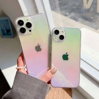 Luxury Transparent Colorful Phone Case For iPhone 14 13 12 11 Pro Max X XR XS 7 8 Plus Mini SE 3 Laser Shockproof Hard PC Cover