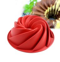 Large Spiral shape Bundt Cake Pan, Heavy Duty Non-stick Bread Bakeware Silicone Mold baking tools (Red)