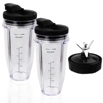 Blender Replacement Parts for Ninja, 2 24Oz Cups with To-Go Lids, 7 Fins  Extract