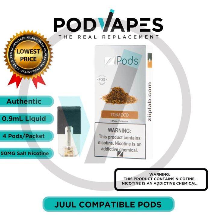 PODVAPES ZiiP J Pods – Tobacco Ziip And Juul Compatible Pods 5 50mg/ml ...