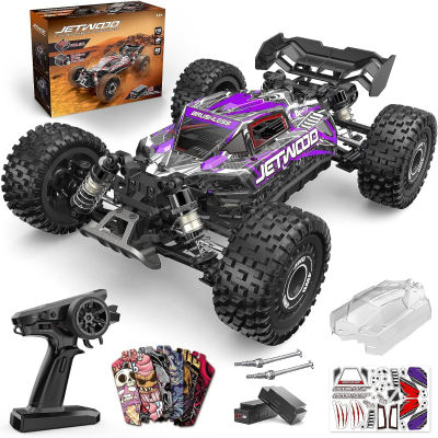 Jetwood 1:16 4WD Brushless Fast RC Cars for Adults, Max 42mph Hobby Grade Electric Racing Buggy, Oil-Filled Shocks, AWD Offroad Remote Control Car with 2 Li-Po Batteries, Monster RC Truck for Boys Moon Purple