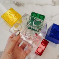 Coin Bank Transparent Visible Easy To Use Kids Building Block Design Money Saving Box For Gifts