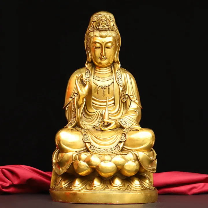 Pure Copper Nanhai guanyin 观音 Bodhisattva Buddha Statue Home Decoration ...