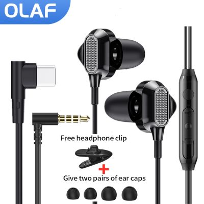 【CC】⊙✥☌  Olaf 3.5mm/Type c In-Ear Headphones L-Bending Headset HIFI Sport Music Earbud Oppo
