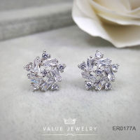 Value Jewelry ER0177 กว้าง1.2cmยาว1.3cm เครื่องประดับเพชรCZ เกรดพรีเมี่ยม หนีบ ห่วง ระย้า คริสตัล เพชร  สร้อยข้อมือ สร้อยคอ แหวน