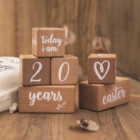 1Set Baby Milestone Cards Wooden Block With Box Commemorate Baby Birth Photography Prop Block Newborn Photography Props Set Pipe Fittings Accessories