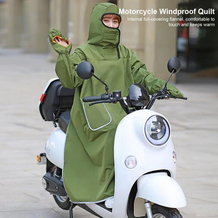 ผ้าคลุมรถจักรยานยนต์และถุงมือ-multi-functional-scooter-windproof-quilt-thick-night-reflective-dirt-resistant-windshield-winter-warm