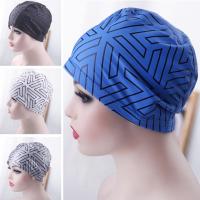 Swimming Pool Hat Geometric Print Faux Leather Fabric Swim Pool Hat Anti-Pilling Non-slip Shower Hat Waterproof Swimming Hat Swim Caps