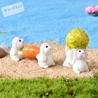 WARMSUN บ้านตุ๊กตา1/7ชิ้นเครื่องประดับที่น่ารัก DIY ตุ๊กตากระต่ายการ์ตูนตกแต่งห้องภูมิทัศน์รูปปั้นย่อไมโคร