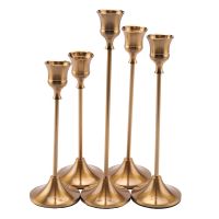 Vintage Decor Candlestick Holders Brass Gold Taper Candle Holders Metal Dinner Candle Holder for Christmas Party Decor