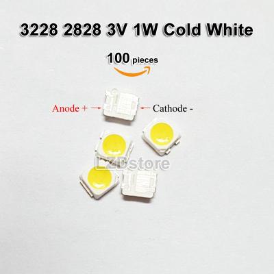 100ชิ้นหลอดไฟ LED LED แบบ SMD 3228 2828 3V 1W เม็ดสีขาวเย็นแสงไฟสำหรับ LCD ทีวี SAMSUNG3228 SAMSUNG2828ซ่อมริ้วสายไฟ