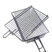 Non-Stick Grill Basket with Lid Metal Barbecue Basket with Foldable Removeable BBQ Accessories for Fish Steak