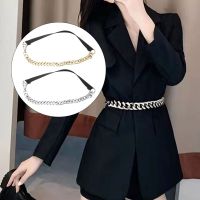 【CW】 Women Casual Retro Dress Decoration Waist Belts Elastic Belt Metal Chain Belt Waistband