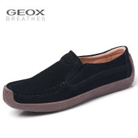 GEOX_สตรีรองเท้าแบบเรือแบบแผ่นเรียบ รองเท้าผู้หญิงที่มีสไตล์เก่า รองเท้าหนังหอยทาก