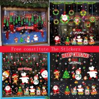 Christmas Window Clings PVC Stickers Decoration Santa Claus Xmas Tree Navidad Stocking Pattern Stickers For Home New Year Dector Vinyl Flooring