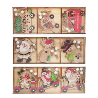 【cw】9pcs Christmas Car Wooden Pendants Xmas Tree Hanging Ornaments Christmas Decorations for Home Kids Gift Noel Navidad Decor