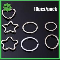 UHXF 10pcs/lot เหล็กไร้สนิม พวงกุญแจรูปกุญแจ รูปดาวห้าแฉก ดิฟฟิวออร์มิตี้ พวงกุญแจพลัม ของใหม่ อุปกรณ์เสริม DIY แหวนกุญแจโลหะ กุญแจรถกุญแจ