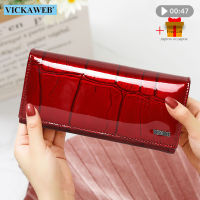 Free Gift Genuine Leather Women Wallet Magnetic Hasp Female Long Purse Ladies Coin Purses Fashion Wallets Womens Money Walet