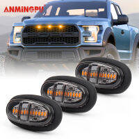 ANMINGPU 3ชิ้น/เซ็ตตะแกรงไฟไฟด้านข้าง Marker โคมไฟไฟตกแต่งใช้งานร่วมกับ Ford-F150 Raptor Grill Kit