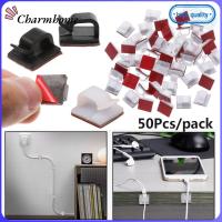 CHARMHOME 50pcs เหนียว พลาสติก สปริง สายหัวเข็มขัด ผู้จัดงาน คลิปหนีบสาย ผู้ถือผู้ให้บริการ ที่หนีบสาย การจัดการสายไฟ