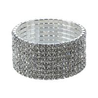 Wedding Bridal Stretchy 8 row Rhinestone Bracelet Bangle 28 mm