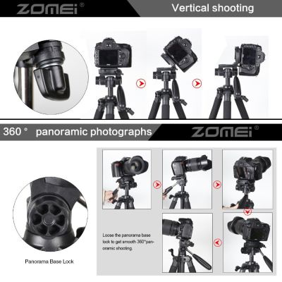 ZOMEI ขาตั้งกล้องอลูมิเนียมการเดินทางมืออาชีพแบบพกพาอะลูมิเนียม Q111และหัวกระทะสำหรับกล้องดิจิตอล SLR