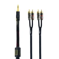 Shielded aux Input 3.5mm Output Splitter Stereo Audio Cable Out 3.5 Male to 4 RCA Male in Dual Speaker Cord 1 in 2 out