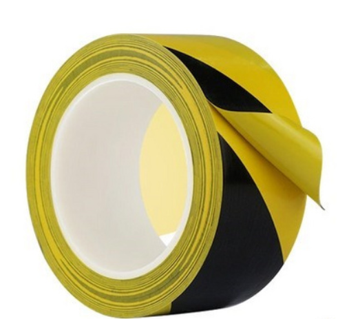 กว้าง45มม-33เมตรสีดำและสีเหลืองเทปติดพื้น-สีดำและสีเหลืองเทปเตือน-สวมใส่การระบุเทป