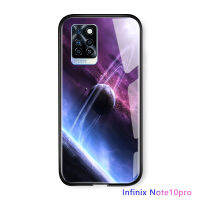 UCUC เคสโทรศัพท์เคสสำหรับ Infinix Note 10 Pro ปลอกปลอกอวกาศแฟนตาซี Luxury Aurora Starry Elk Casingg กันกระแทก Galaxy กระจกเทมเปอร์กลับ Cove