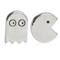 Pacman &amp; Ghost Cufflink สแตนเลสโลหะ Cuff ปุ่ม Pins เสื้อ Cuff Links สำหรับผู้ชายผู้หญิงแฟชั่นเครื่องประดับ Cufflinks อุปกรณ์เสริม