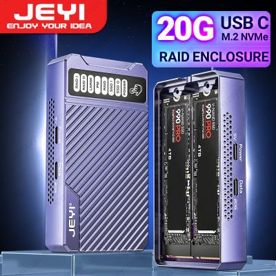 JEYI M.2คู่ NVMe SSD จู่โจมพร้อม Turbofan USB 20Gbps แบบสัมผัสเปิดใช้งาน2-อ่าวฮาร์ดแวร์โจมตีรองรับ RAID0/ RAID1/ใหญ่/JBOD /Pm
