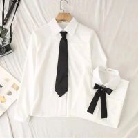 White Women School Shirts Fashion JK Preppy Style Spring Japan Long Sleeve Girls Shirt Harajuku Necktie Ladies Tops