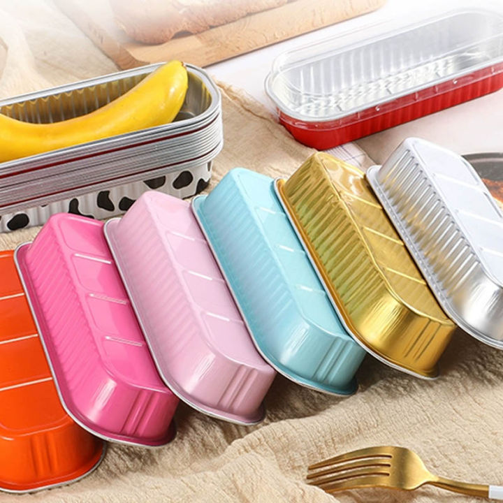 Rectangular Colored Aluminum Foil Pans 165mm*65mm For Baking Cake