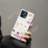 เคสโทรศัพท์รูปการ์ตูน2023สำหรับ Realme C53 C55 C55NFC C30 C30S C35 C33 C31นิ่มโปร่งใสกระต่ายน่ารักสีรุ้งฝาครอบกันกระแทก Realmec53