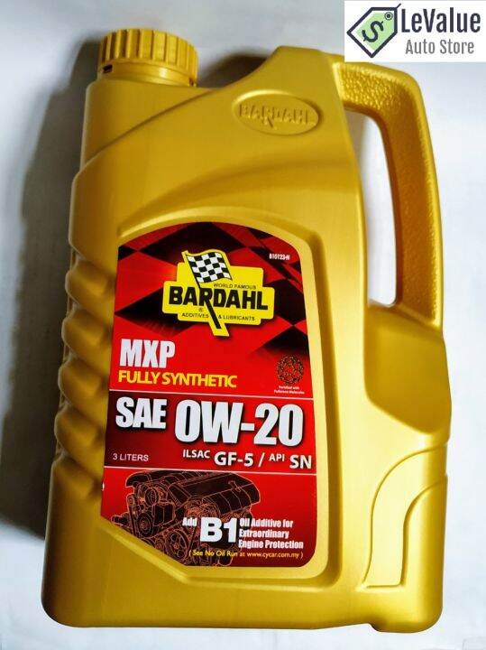 Bardahl MXP Fully Synthetic Engine Oil API-SN/GF-5 0W-20 (3 Liters ...