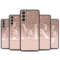 Letter Pink Shiny M R Case For Samsung Galaxy S22 S23 Ultra S20 S21 FE S10 S9 Plus S8 Modelo Capa Note 20 10 Lite Phone Fundas