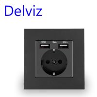 Delviz EU Standard USB Socket AC 110V-250V 16A Wall Embedded Outlet 5V 2A Dual Usb charge hole EU Power Socket With USB Port