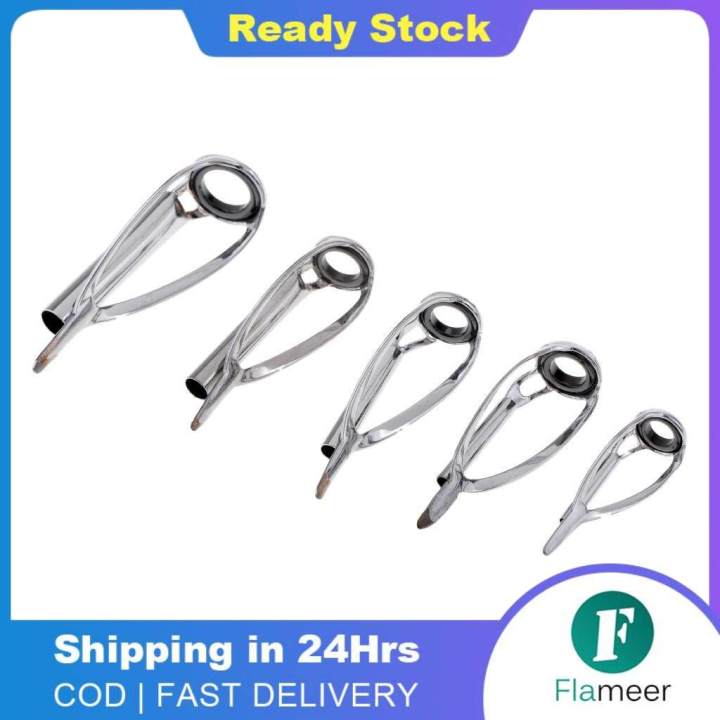 Flameer 5pcs Fishing Rod Pole Guides Tips Top Eye Rings Repair