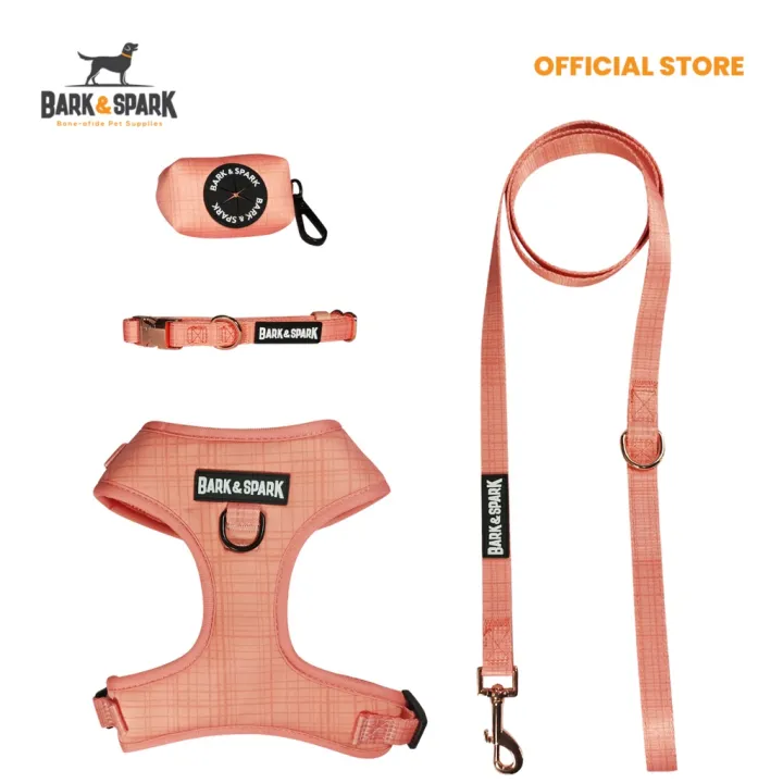 Bark&Spark Oxford Collection Full Set, Dog Harness Leash and Collar Set