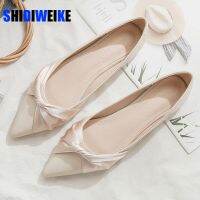 Spring Summer Shoes Woman European Brand Ladies Flats Silk Bow-knot Espadrilles Shoes Pointed Toe Flats Shoes 32-43 AC453