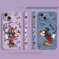 Mickey Love Minnie Disney For Apple iPhone 14 13 12 Mini 11 Pro XS MAX XR X 8 7 6S Plus Liquid Left Rope Phone Case Coque Capa