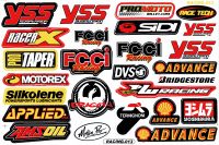 สติกเกอร์แต่งรถ ติดรถยนต์ รถมอเตอร์ไซค์ หมวกกันน็อค สติกเกอร์ PVC โลโก้ Logo สปอนเซอร์ รถแข่ง Honda Yamaha Suzuki Kawasaki Ducati ,Sponsor Racing Stickers Size: 27 x 18 cm