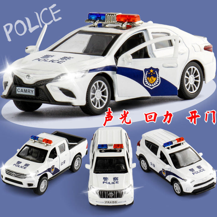 เด็กตำรวจโลหะผสมรถของเล่น-1-36-จำลองรถโลหะผสมแสงเพลงดึงกลับรถตำรวจสองประตูรุ่นของขวัญ