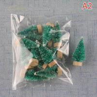 [The Fayshow] 12pcs มินิต้นคริสต์มาสซานตาคลอสตกแต่งหิมะสำหรับ DIY Frost Village New Year